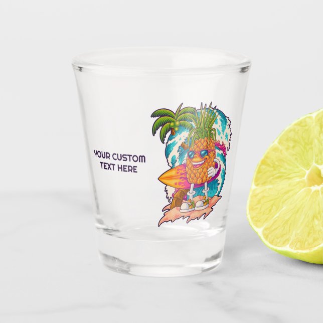 Ananas mit benutzerdefiniertem Text Schnapsglas (Vorderseite)