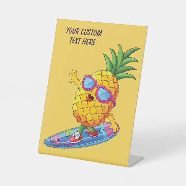 Ananas mit benutzerdefiniertem Text Sockelschild (Vorderseite)