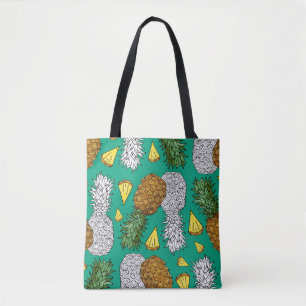 Ananas mit Blätter, kleine Stücke. Nahtlose Pappe