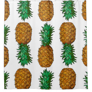 Ananas mit Blätter. Nahtloses Muster mit Tropen Duschvorhang