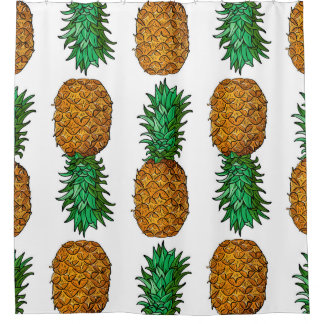 Ananas mit Blätter. Nahtloses Muster mit Tropen Duschvorhang