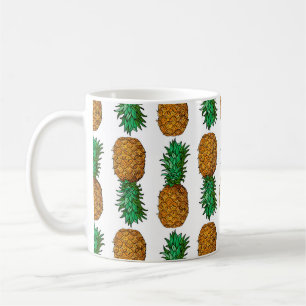 Ananas mit Blätter. Nahtloses Muster mit Tropen Kaffeetasse