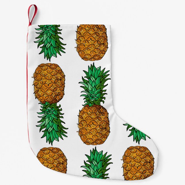 Ananas mit Blätter. Nahtloses Muster mit Tropen Kleiner Weihnachtsstrumpf (Vorderseite)