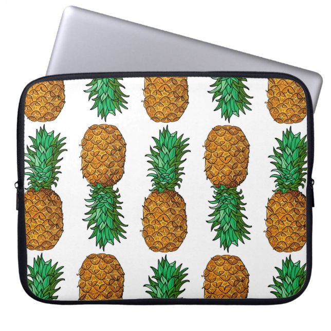 Ananas mit Blätter. Nahtloses Muster mit Tropen Laptopschutzhülle (Vorderseite)