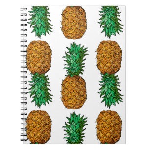 Ananas mit Blätter. Nahtloses Muster mit Tropen Notizblock