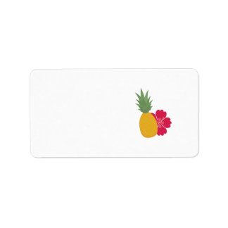 Ananas mit Blume Adressaufkleber