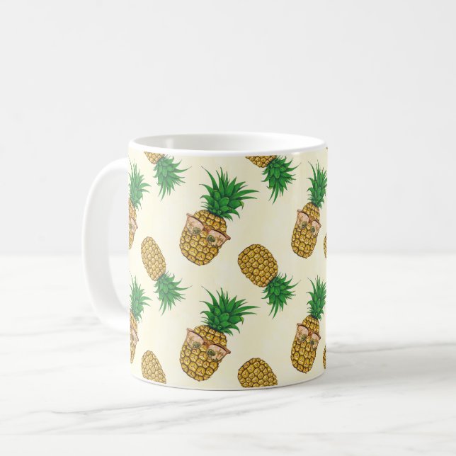 Ananas mit der Sonnenbrille handgemalt Kaffeetasse (Vorderseite Links)