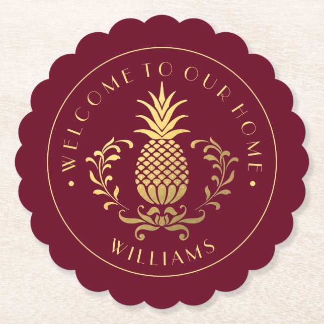 Ananas | mit Familienname Untersetzer (Vorderseite)