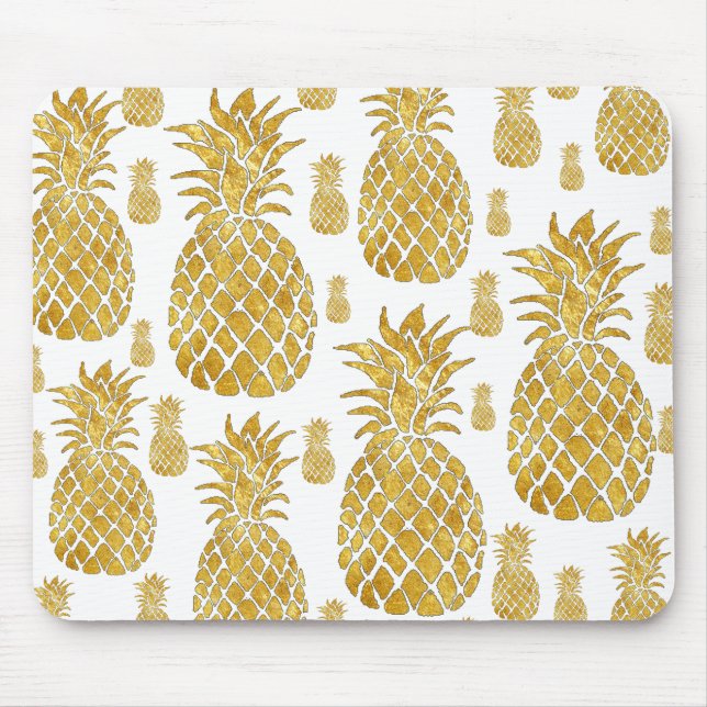 Ananas mit Goldblättern Mousepad (Vorne)