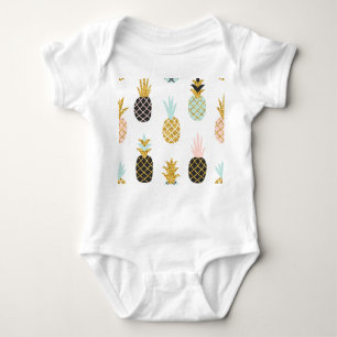 Ananas mit goldenem Glitzer, kreatives Muster. Baby Strampler