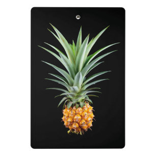 Ananas mit großen Haaren auf schwarzem Hintergrund Mini Klemmbrett