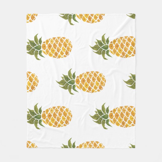 Ananas mit handgemalten Ananas, Aquarell. Fleecedecke (Vorderseite)