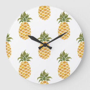 Ananas mit handgemalten Ananas, Aquarell. Große Wanduhr