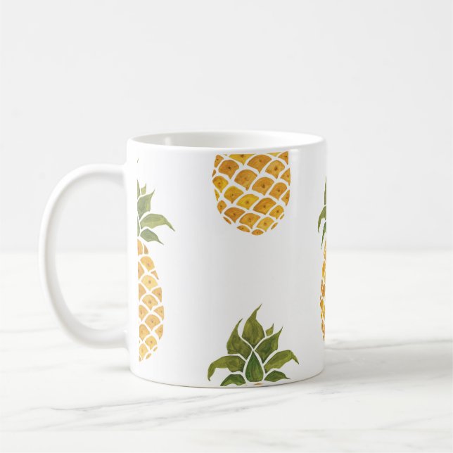 Ananas mit handgemalten Ananas, Aquarell. Kaffeetasse (Links)