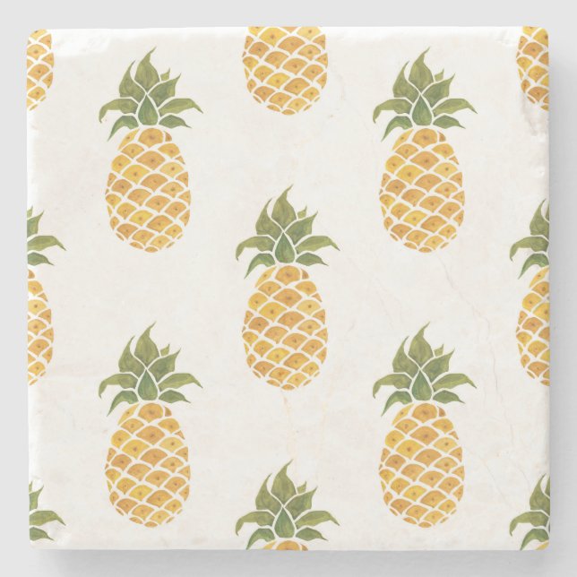 Ananas mit handgemalten Ananas, Aquarell. Steinuntersetzer (Vorderseite)