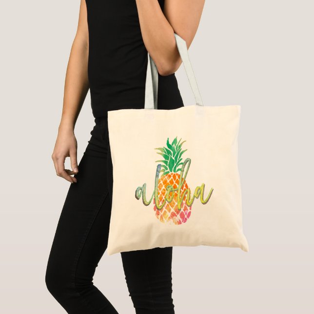 Ananas mit handgemeißeltem Aloha Tragetasche (Vorderseite (Produkt))