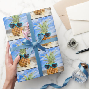 Ananas mit Herzsonne Geschenkpapier