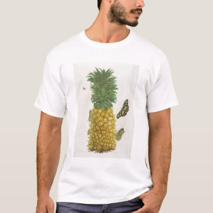 Ananas mit Raupe und Schmetterlingen (Hand-c T-Shirt