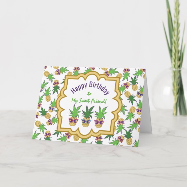 Ananas mit Sonnenbrille Geburtstag Karte (Vorderseite)