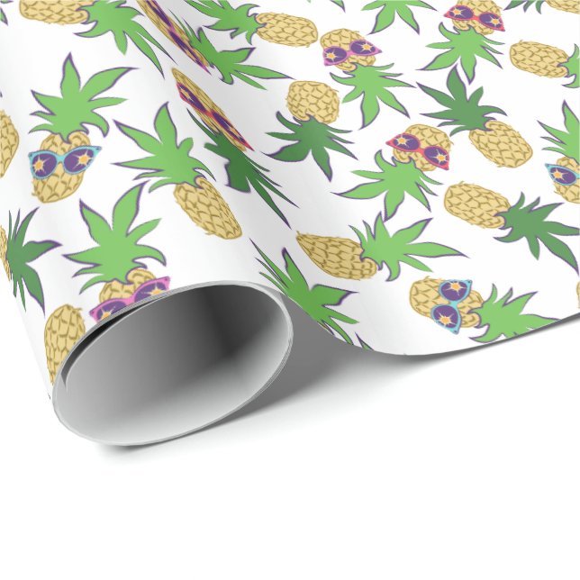 Ananas mit Sonnenbrille Muster Geschenkpapier (Rolleneckpunkt)