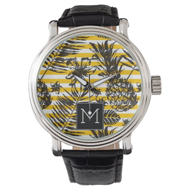Ananas | Monogramm Armbanduhr (Vorderseite)