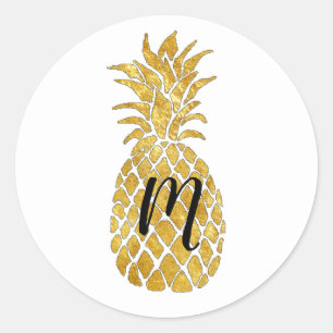 Ananas-Monogramm Runder Aufkleber
