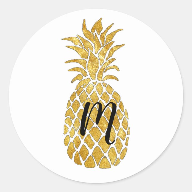Ananas-Monogramm Runder Aufkleber (Vorderseite)