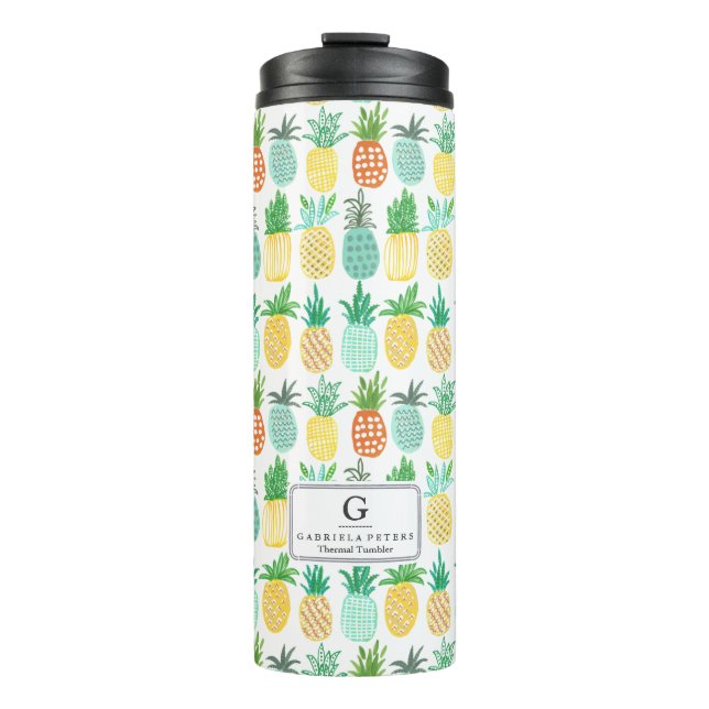Ananas Monogramm | Thermal Tumbler Thermosbecher (Vorderseite)