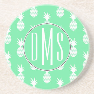 Ananas-Münzmuster Monogramm Getränkeuntersetzer