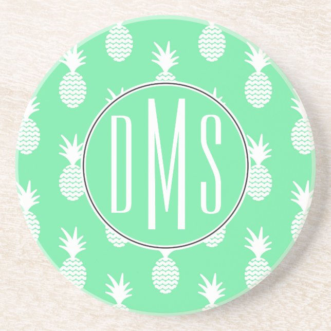 Ananas-Münzmuster| Monogramm Getränkeuntersetzer (Vorne)