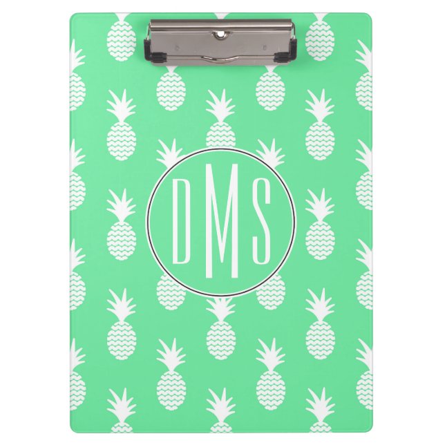 Ananas-Münzmuster| Monogramm Klemmbrett (Vorderseite)
