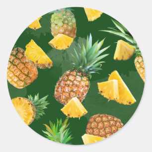 Ananas-Muster 9 Runder Aufkleber