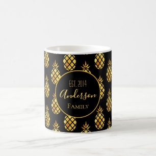 Ananas-Muster aus schwarzem Gold Kaffeetasse