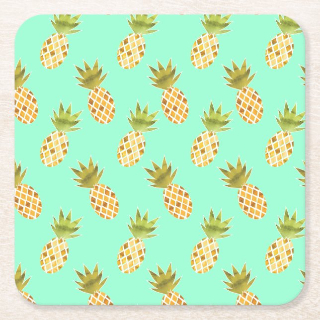 Ananas-Muster, frisch tropisch Rechteckiger Pappuntersetzer (Vorderseite)