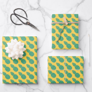 Ananas-Muster Geschenkpapier Set