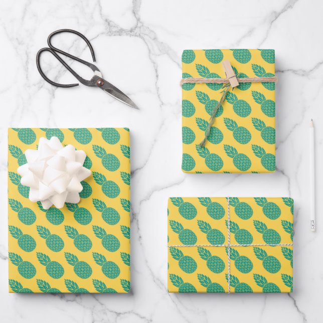Ananas-Muster Geschenkpapier Set (Vorderseite)