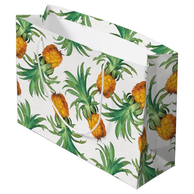 Ananas-Muster Große Geschenktüte (Rückseite Schrägansicht)