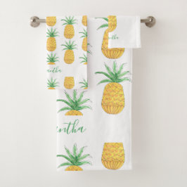 Ananas-Muster-Individuelle Name Badhandtuch Set