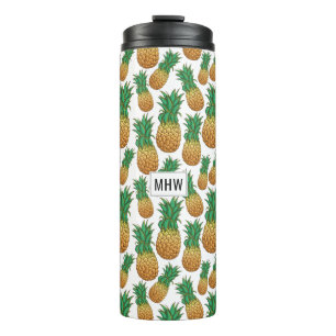 Ananas Muster kundenspezifischer Monogramm-Tumbler Thermosbecher