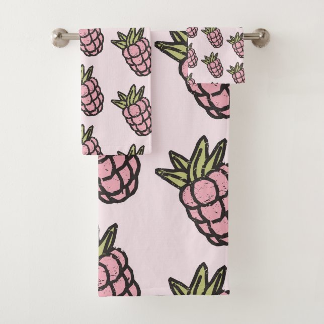 Ananas Muster Y2K Retro Funky Badhandtuch Set (Insitu)