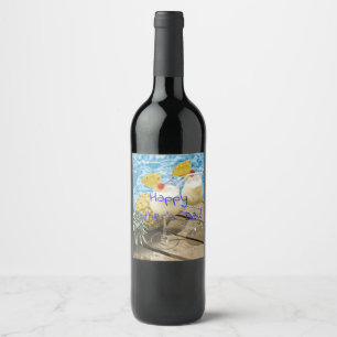 Ananas-Mutter Weinetikett