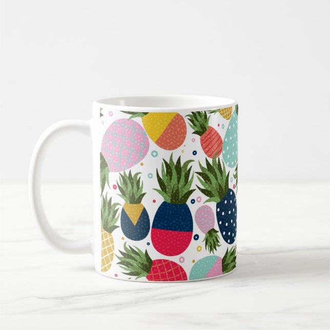 Ananas nahtlose Musterillustrierung, farbig  Kaffeetasse (Links)