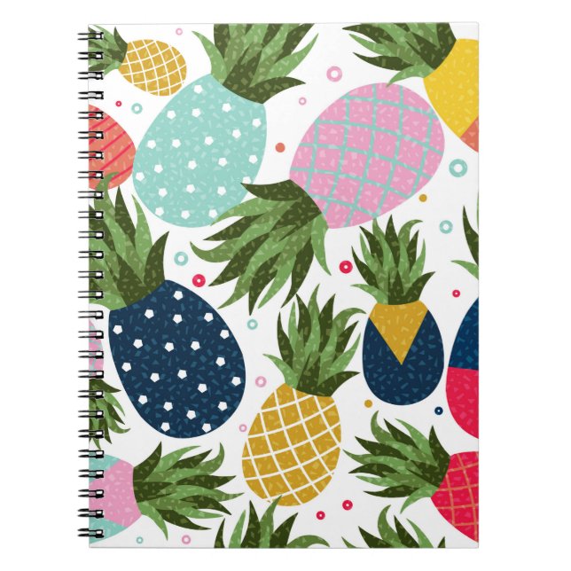 Ananas nahtlose Musterillustrierung, farbig  Notizblock (Vorderseite)