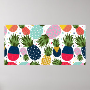 Ananas nahtloses Muster Illustration, farbenfroh Poster