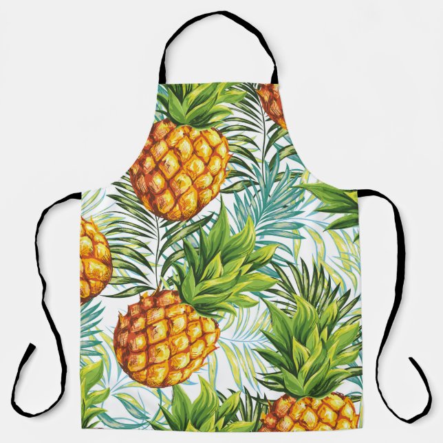 Ananas. Nahtloses Muster. Vintages Blumenpatt Schürze (Vorderseite)