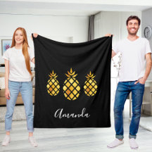 Ananas-Namensschild aus schwarzem Gold