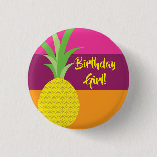 Ananas Niedlich Sommer 1. Geburtstag Party Thema Button