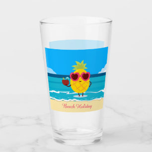 Ananas Obst auf Beach Holiday Niedlich farbenfroh Glas