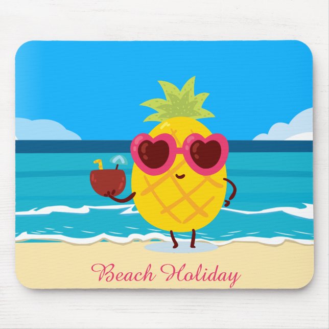 Ananas Obst auf Beach Holiday Niedlich farbenfroh Mousepad (Vorne)