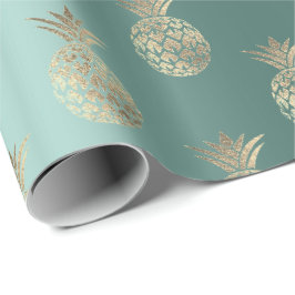 Ananas Obst Imitate Gold Tropic Sommer Aquamarin G Geschenkpapier